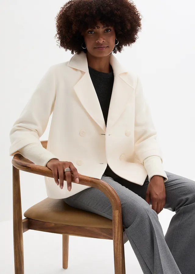 Peacoat met gebreide mouwen • natuurbeige • product-page.page-title-suffix