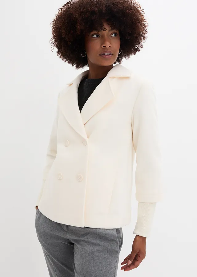 Peacoat met gebreide mouwen • natuurbeige • product-page.page-title-suffix