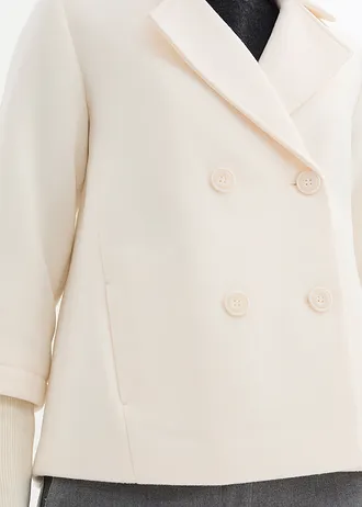 Kabanový kabátek s pletenými rukávy • béžová • bonprix obchod