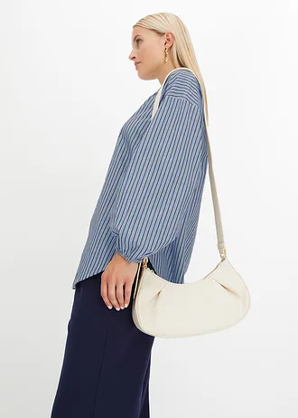 Oversize halenka z čisté bavlny • kouřově modro-bílá s podélnými proužky • bonprix obchod