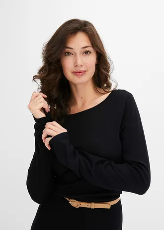 Pletené dlouhé šaty • černá • bonprix obchod