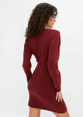 Robe en maille de viscose mélangée, Couleur: rouge châtaigne