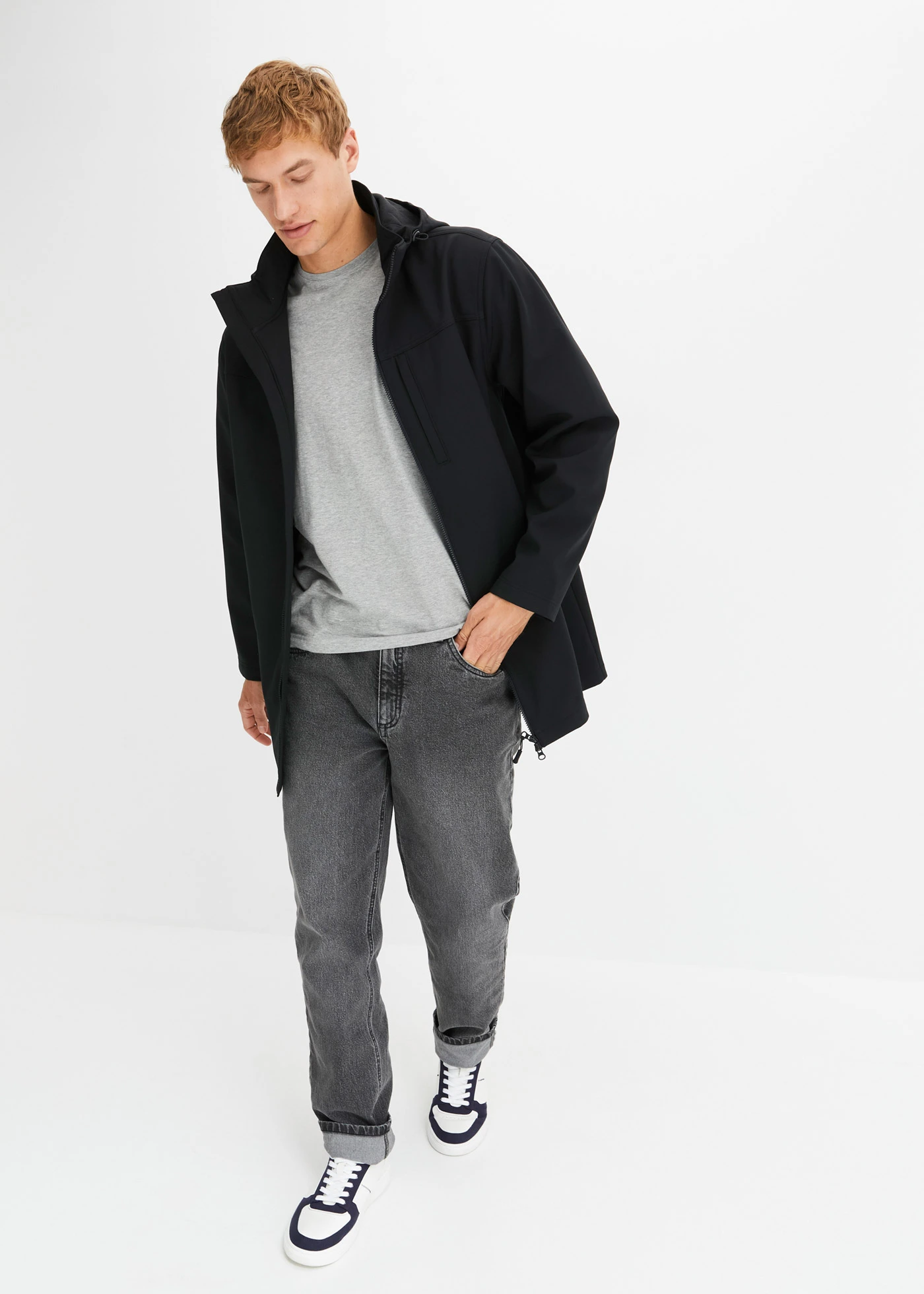 Softshell parka met afneembare capuchon • zwart • bonprix online shop