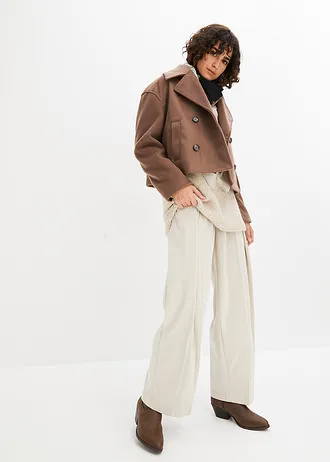 Korte peacoat in wollen look • mat bruin • bonprix online shop