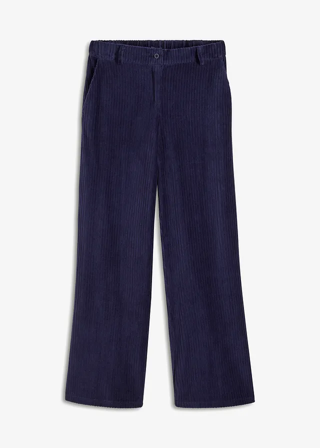 Pantaloni largi din catifea ripsată
