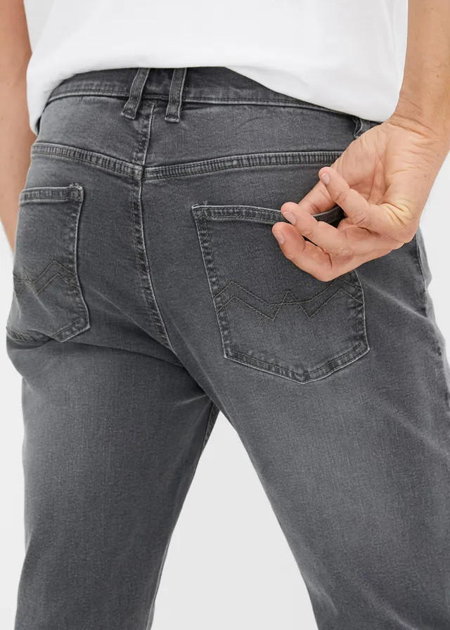Regular fit stretch jeans met comfort fit, tapered • donkergrijs denim • product-page.page-title-suffix