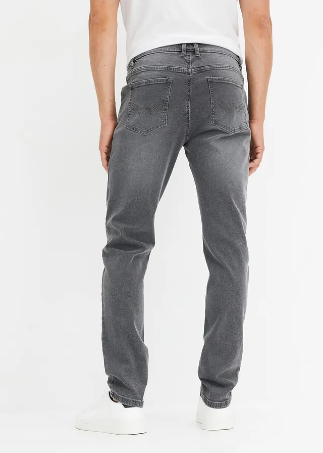 Regular fit stretch jeans met comfort fit, tapered • donkergrijs denim • product-page.page-title-suffix