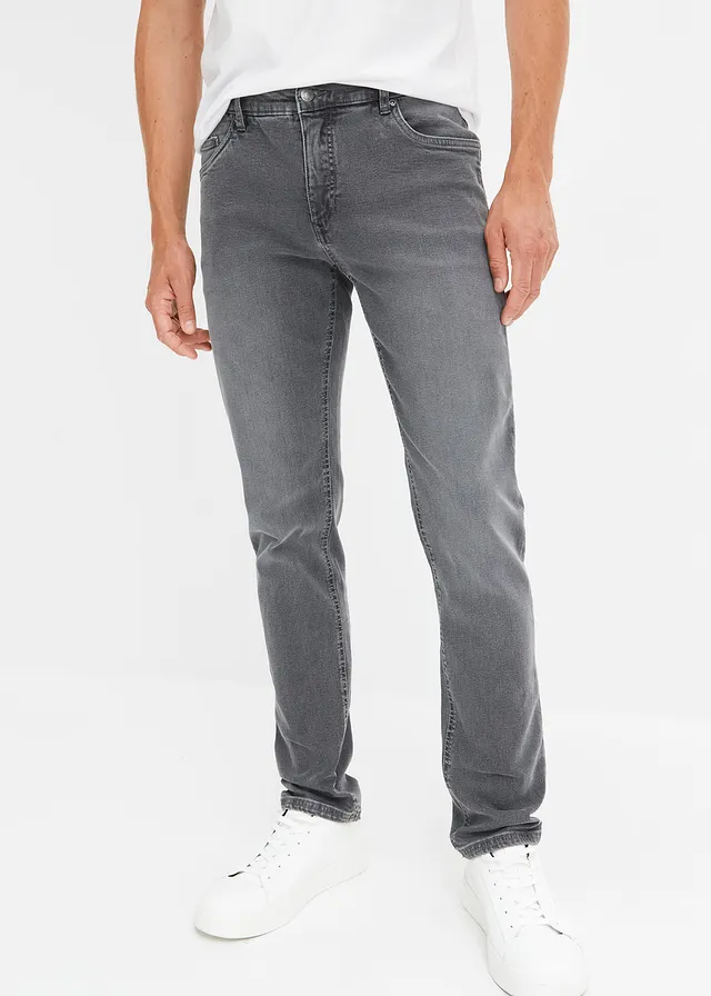Regular fit stretch jeans met comfort fit, tapered • donkergrijs denim • product-page.page-title-suffix