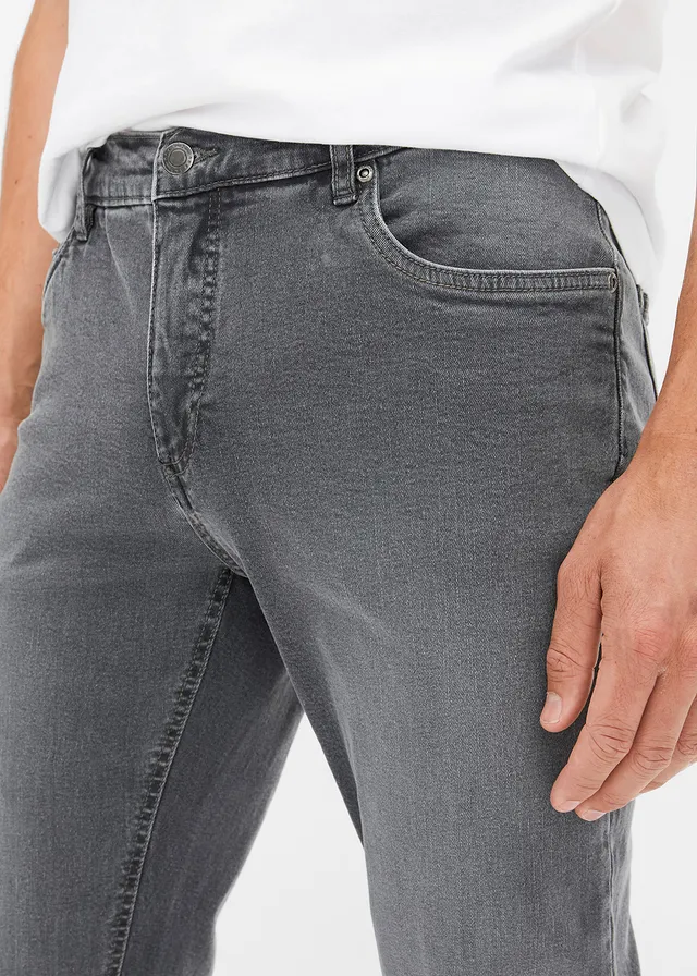 Regular fit stretch jeans met comfort fit, tapered • donkergrijs denim • product-page.page-title-suffix