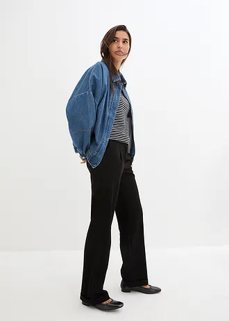 Pruhované triko s dlouhým rukávem a lodičkovým výstřihem • černá + bílá s proužky • bonprix obchod