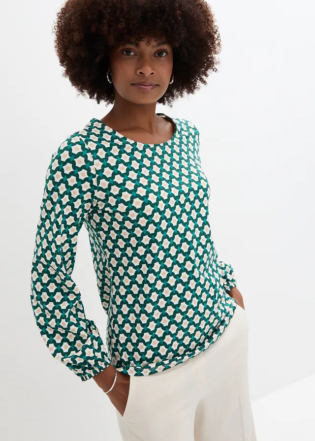 T-shirt manches longues • vert forêt/émeraude imprimé • product-page.page-title-suffix
