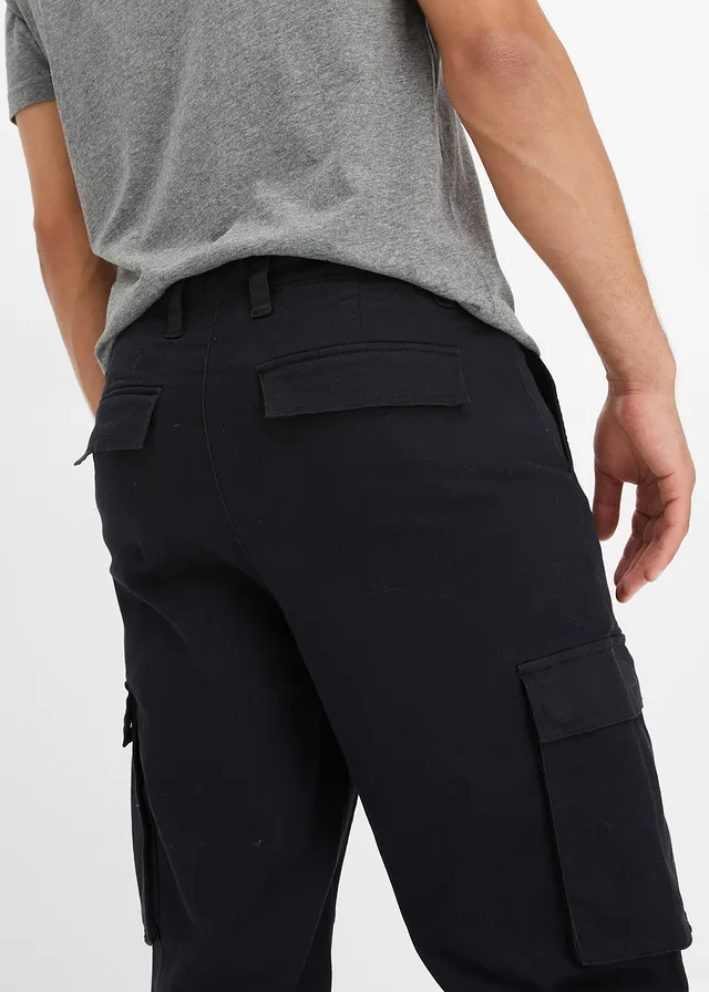 Loose fit stretch cargo broek, extra wijd • zwart • product-page.page-title-suffix