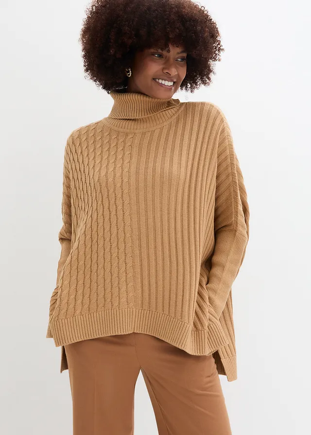 Pull poncho oversize, Couleur: cappuccino