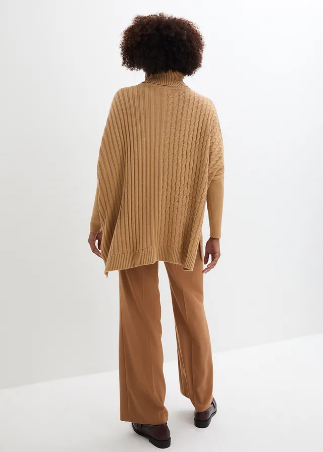 Pull poncho oversize, Couleur: cappuccino