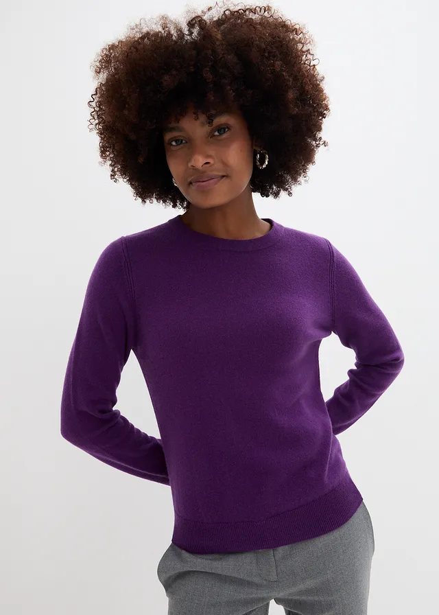 Kašmírový pulóver Good Cashmere Standard®-podiel • tmavofialová • obchod bonprix
