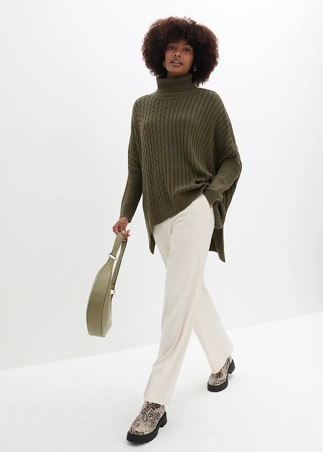 Oversized poncho trui • donkerolijfgroen • product-page.page-title-suffix