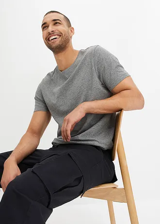 Pantalon cargo loose en coton extensible et robuste • noir • Boutique bonprix