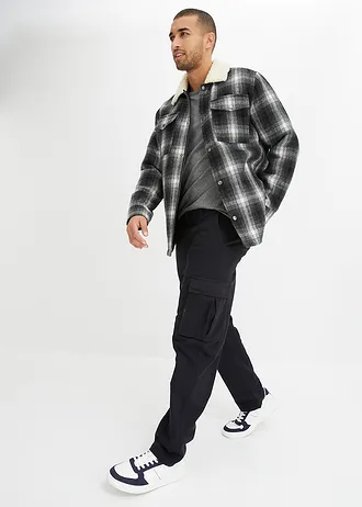 Cargo broek van stevig stretchkatoen, loose fit, straight • zwart • bonprix online shop