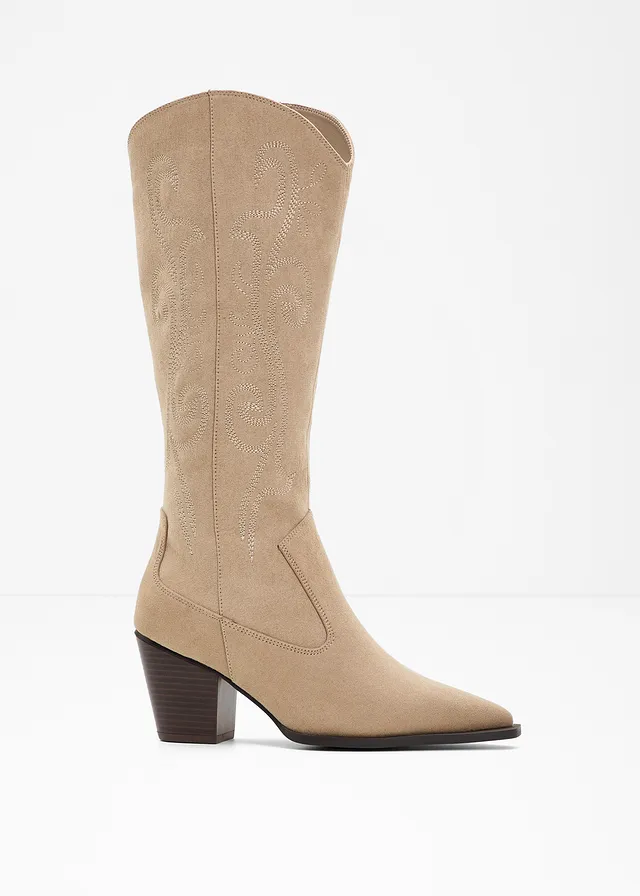 Cowboylaarzen met borduursel, Kleur: beige