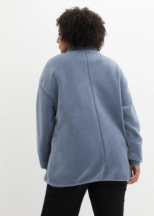 Teddy fleece vest, Kleur: rookblauw