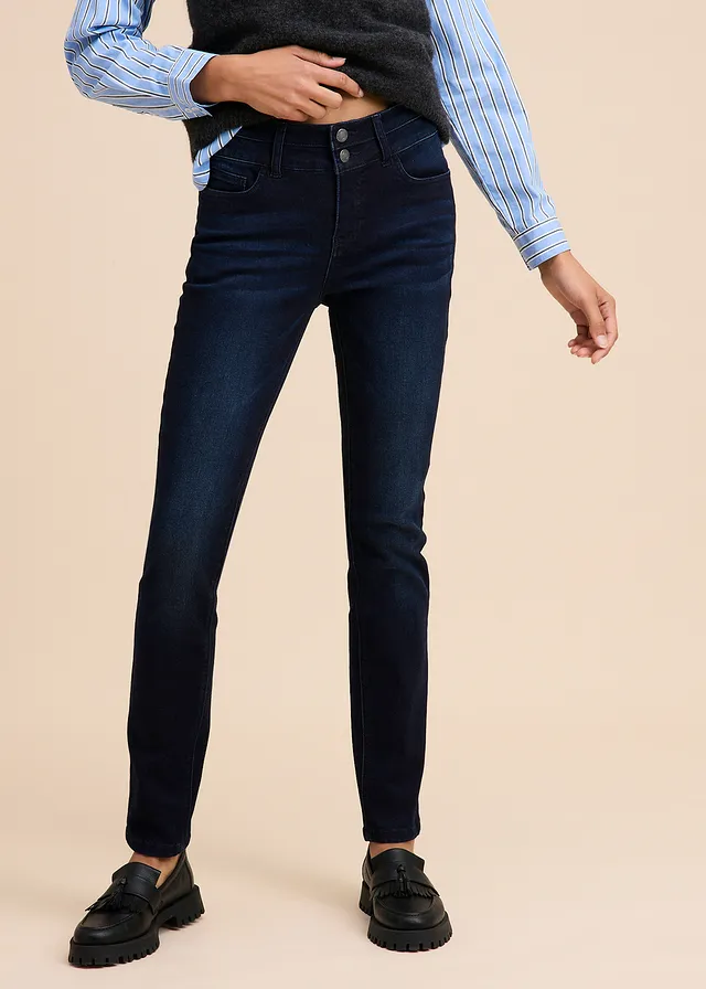 Corrigerende slim fit ultra soft jeans, high waist • donkerblauw used • product-page.page-title-suffix