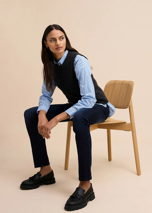 Corrigerende slim fit ultra soft jeans, high waist • donkerblauw used • product-page.page-title-suffix