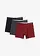 Lot de 3 boxers mi-long coton, Couleur: rouge châtaigne+noir+bleu nuit
