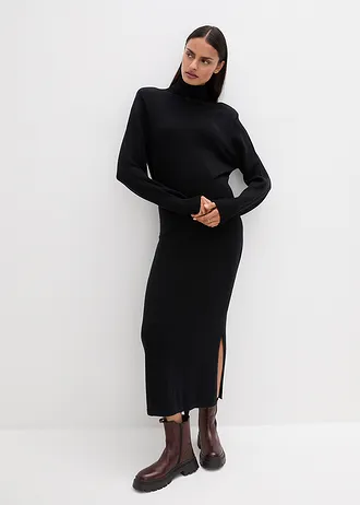 Robe en maille de laine mérinos • noir • Boutique bonprix