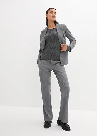 Žebrovaný svetr z merino vlny • středně šedý melír • bonprix obchod