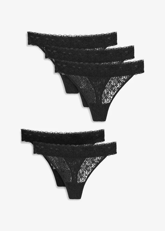 Chilot string din dantelă reciclată (set/5 buc.)