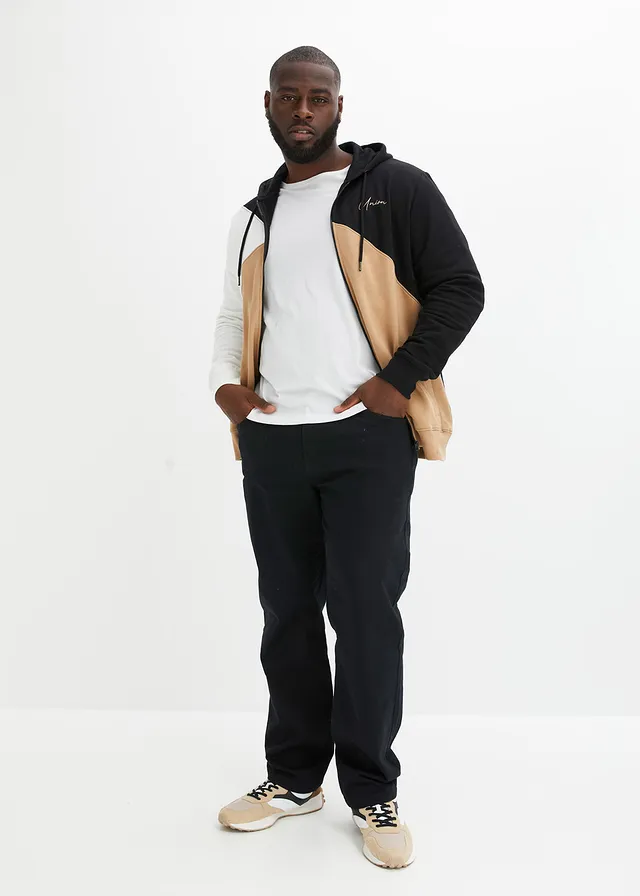 Pantalon droit et extensible, coupe classique, Couleur: noir