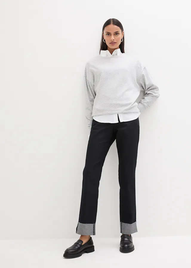 Oversized sweater, Kleur: lichtgrijs gemêleerd