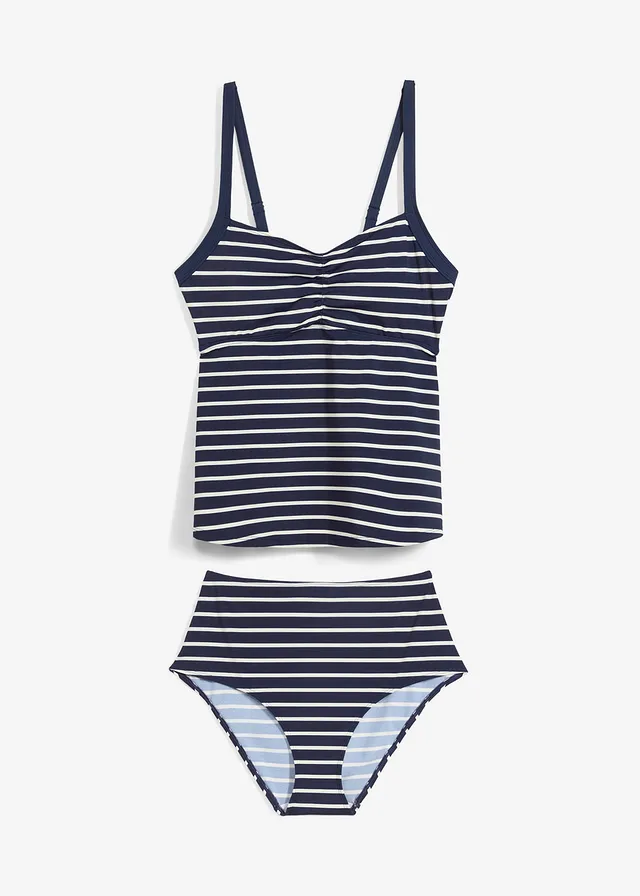 Tankini (2-dlg. set), Kleur: donkerblauw/wolwit gestreept