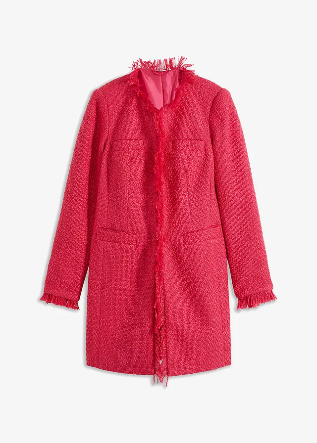 Blazer lung din țesătură bouclé