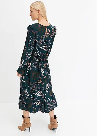 Robe midi 100% viscose • vert profond floral • Boutique bonprix