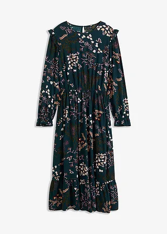 Robe midi 100% viscose • vert profond floral • Boutique bonprix