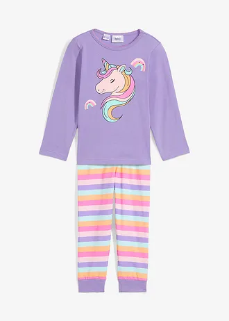 Pyžamo z měkké bavlny (2dílná souprava) • světle růžovo-jemně fialovo-broskvovo-plaměňákově pink-mátová s pruhy • bonprix obchod