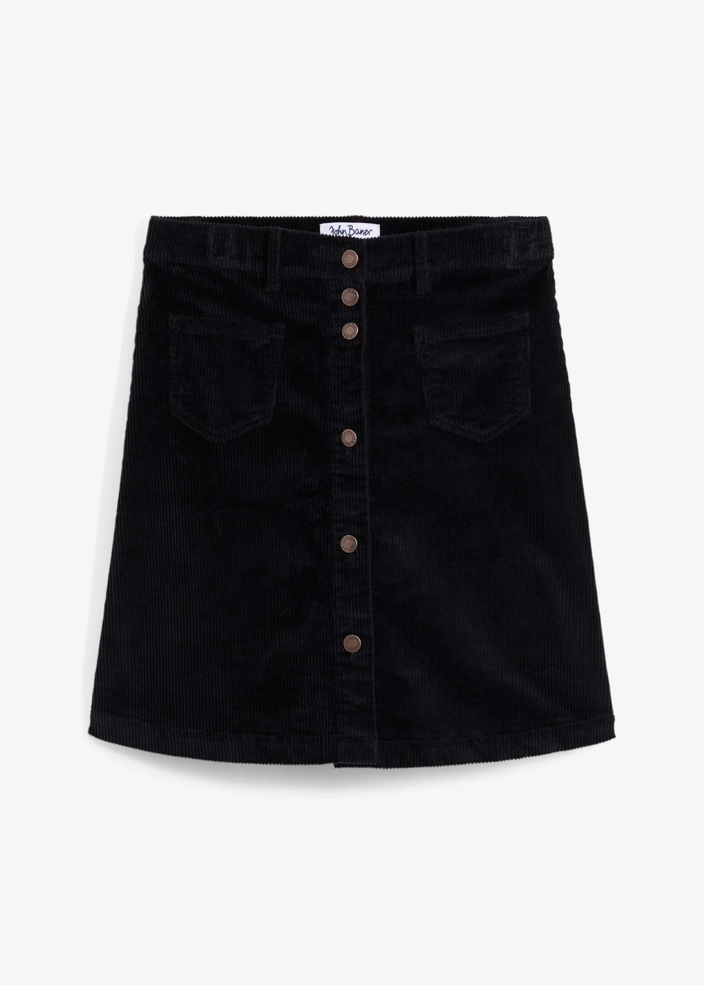 Strečová manšestrová sukně s knoflíkovou légou • černá • bonprix obchod