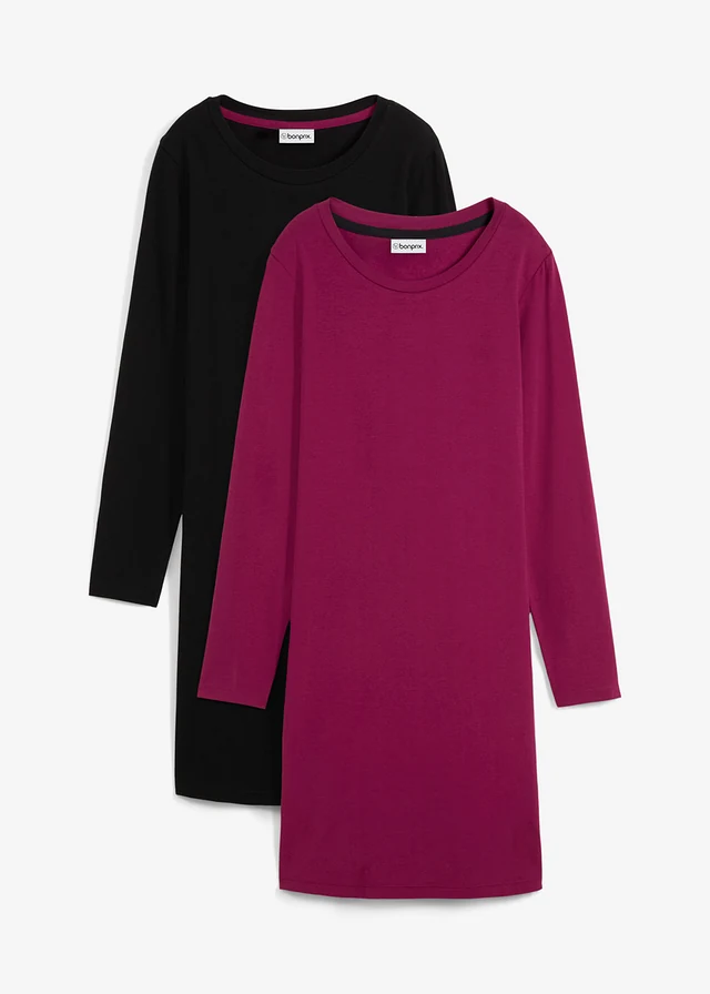 Accentuerende jersey jurk (set van 2)