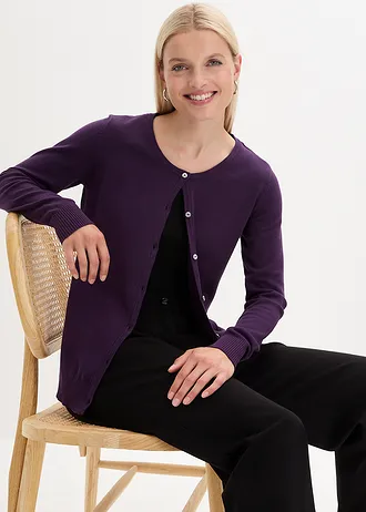 Gilet en maille • violet foncé • Boutique bonprix