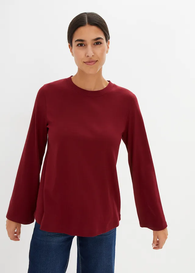 T-shirt manches longues Essential, coton lourd • rouge rubis • product-page.page-title-suffix
