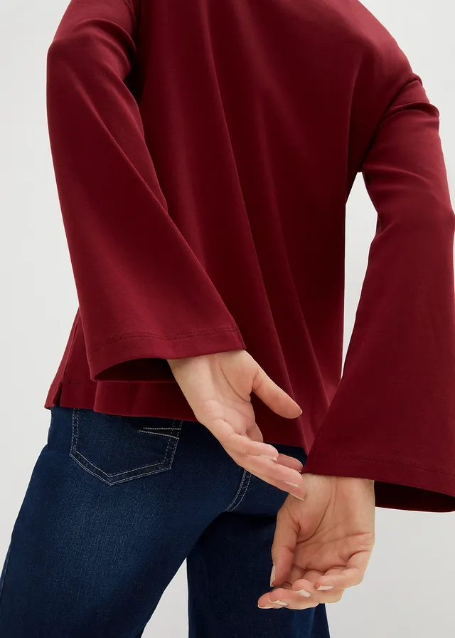 T-shirt manches longues Essential, coton lourd • rouge rubis • product-page.page-title-suffix