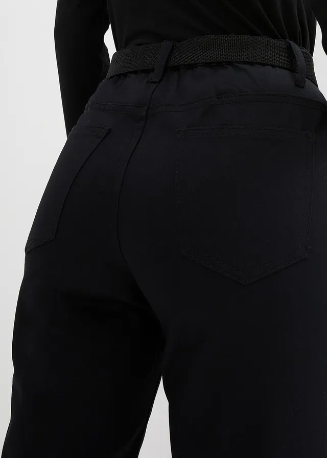 Waterafstotende outdoor broek van stretch-twill met riem, straight • zwart • product-page.page-title-suffix