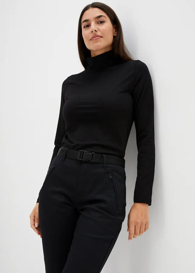 Waterafstotende outdoor broek van stretch-twill met riem, straight • zwart • product-page.page-title-suffix