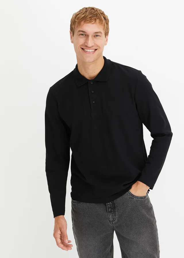 Polo en piqué, manches longues • noir • product-page.page-title-suffix