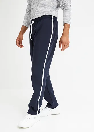 Lot de 2 pantalons de jogging amples à détails contrastants, Couleur: bleu foncé + noir