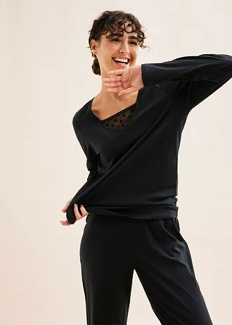 Pyjama met fijne mesh • zwart • bonprix online shop