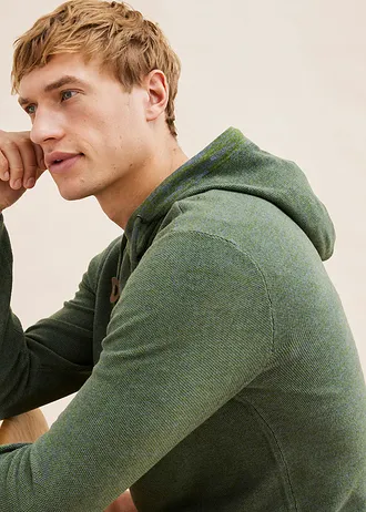 Zachte gebreide hoodie • groen gemêleerd • bonprix online shop