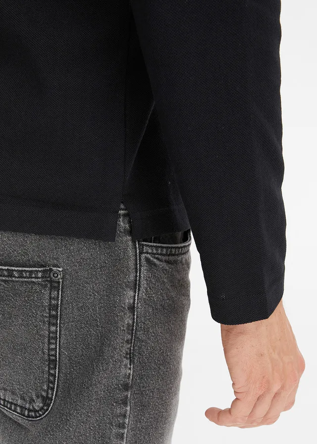 Polo en piqué, manches longues • noir • product-page.page-title-suffix