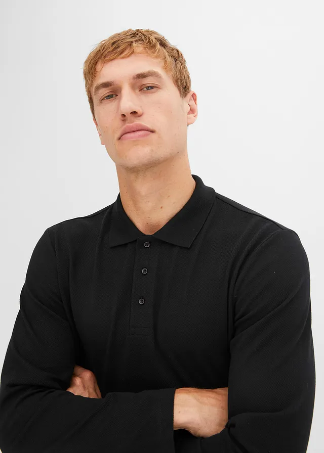 Polo en piqué, manches longues • noir • product-page.page-title-suffix